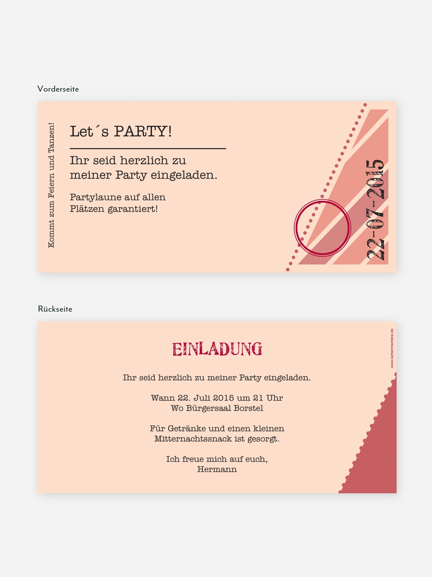 Partyeinladung Eintrittskarte