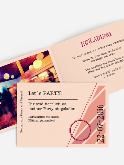 Partyeinladung Eintrittskarte