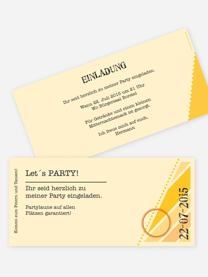 Partyeinladung Eintrittskarte