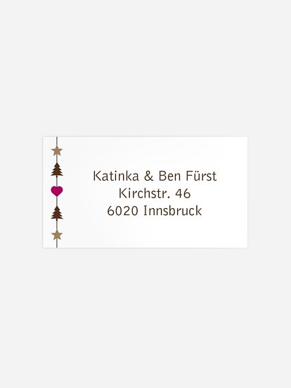 Empfängeraufkleber Weihnachten Festschmuck