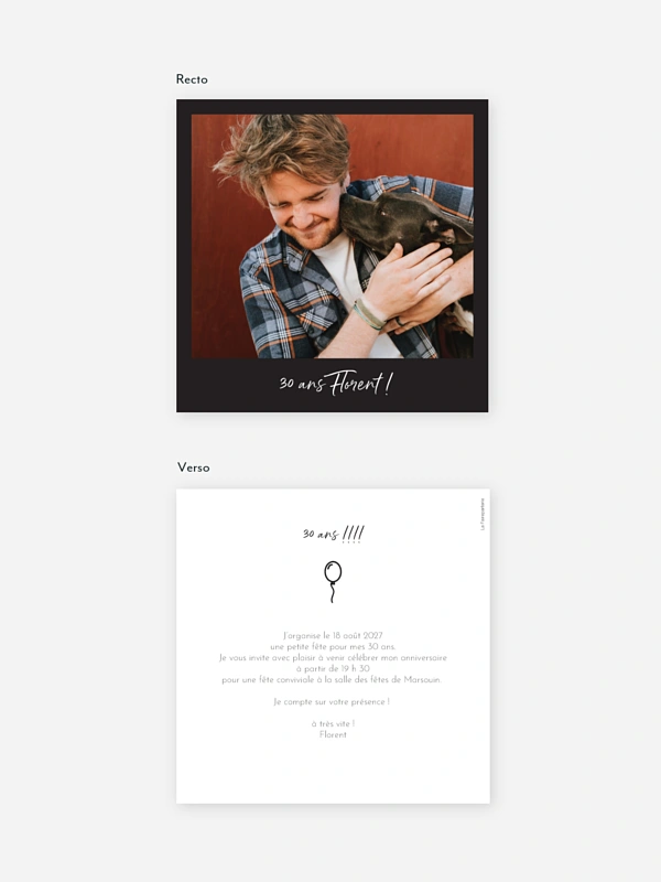 invitation anniversaire 30 Cadre photo