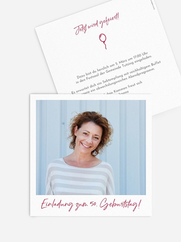 Einladung 50. Geburtstag Polaroid