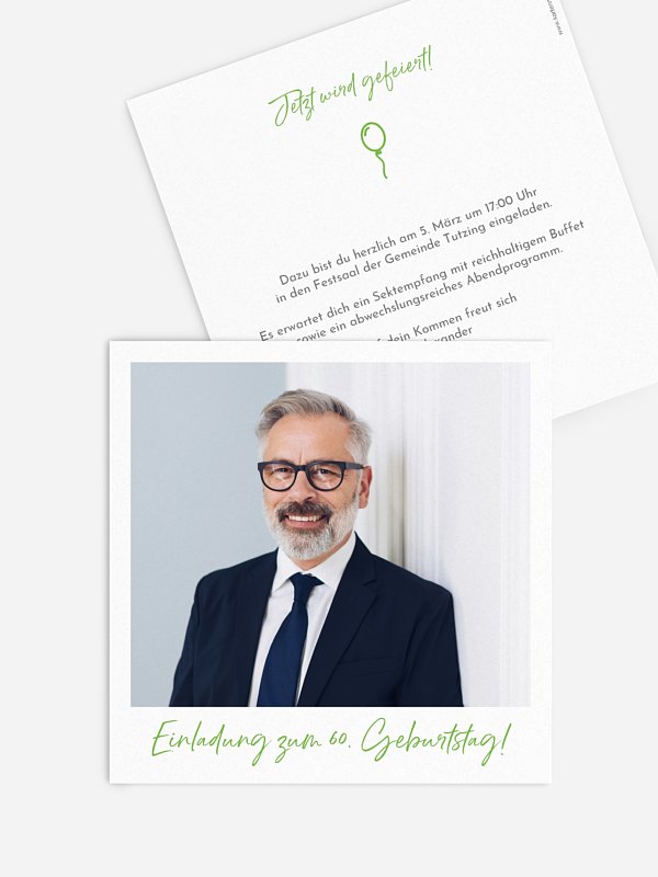 Einladung 60. Geburtstag Polaroid