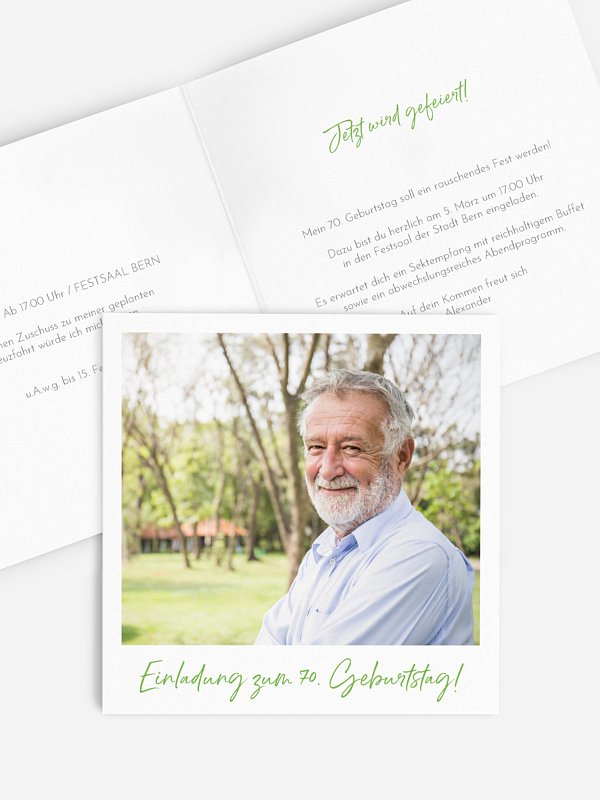 Einladung 70. Geburtstag Analogbild