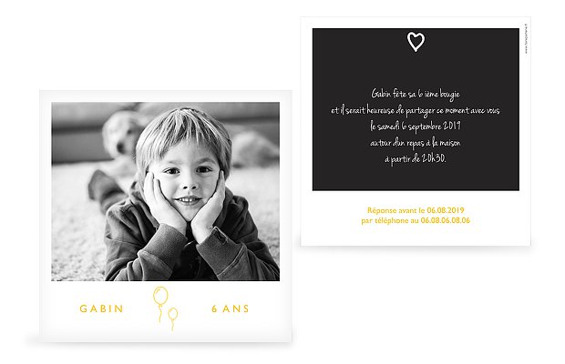 invitation anniversaire enfant Polaroid
