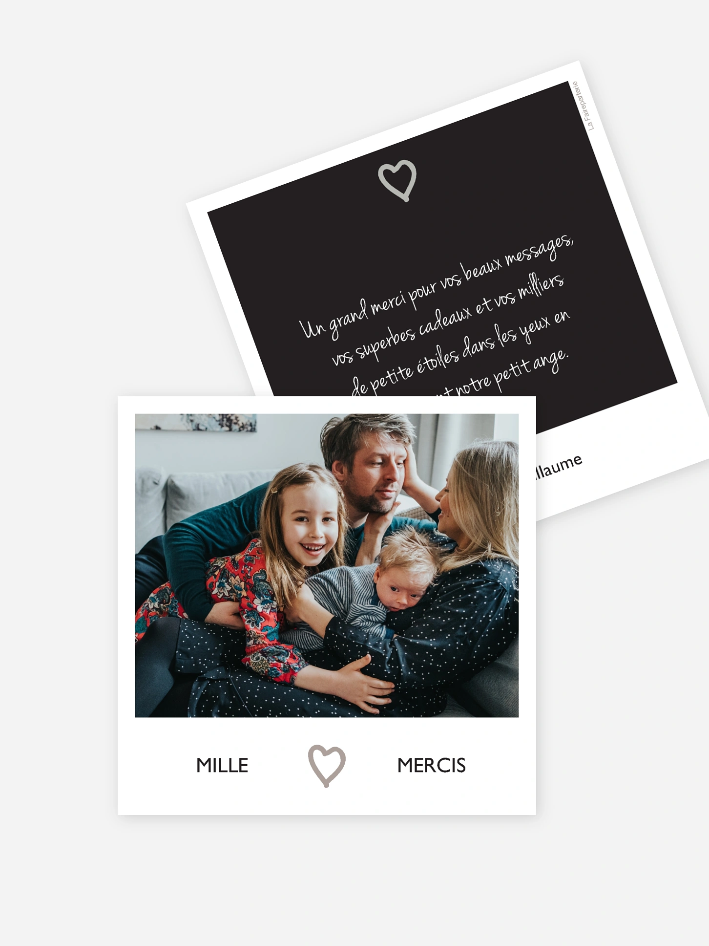 Carte remerciement naissance Cadre photo