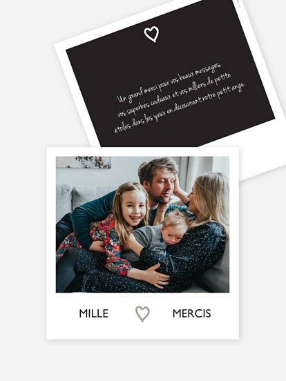 Carte remerciement naissance Cadre photo