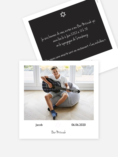 Faire-part Bar Mitzvah Cadre photo