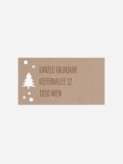 Empfängeraufkleber geschäftl. Weihnachten Schneegestöber