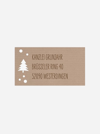 Empfängeraufkleber geschäftl. Weihnachten Schneegestöber