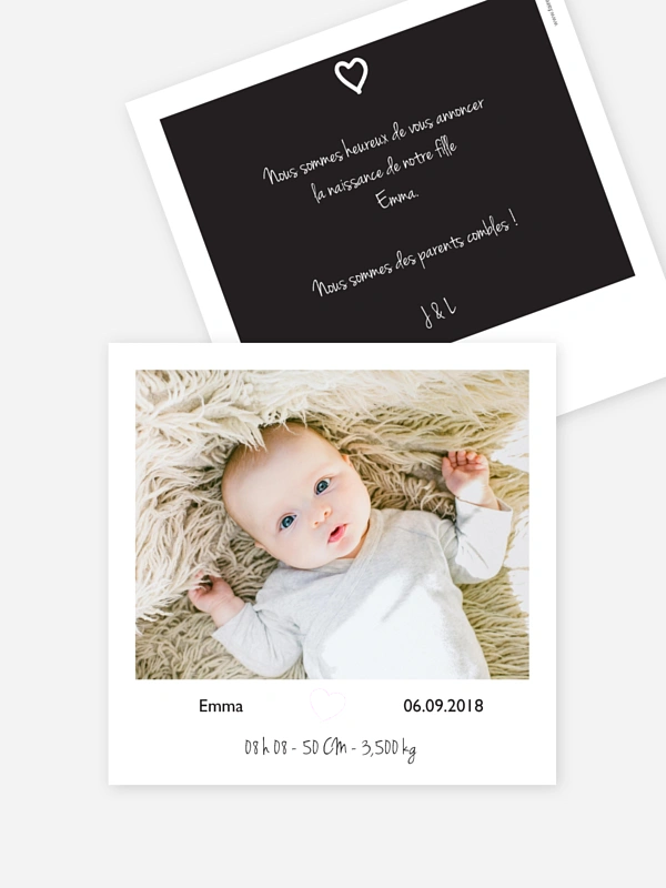 Faire Part De Naissance Photo Vintage Dorure