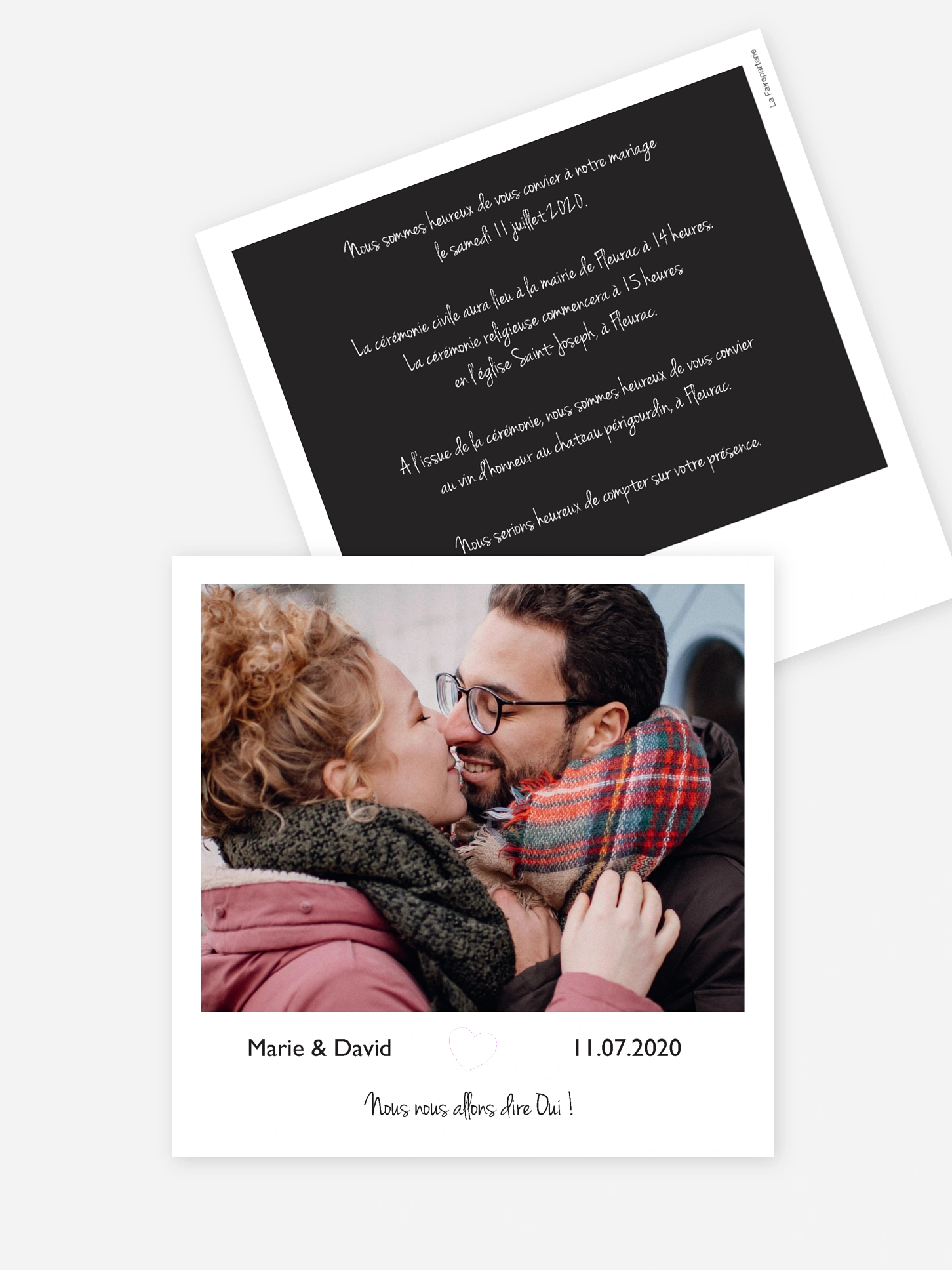 Faire-part de mariage Cadre photo - dorure