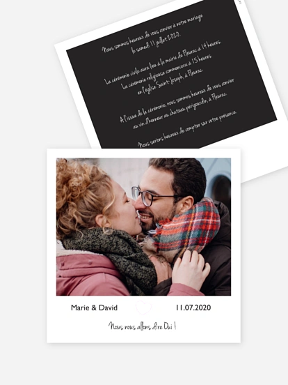 Faire-part de mariage Polaroid - dorure