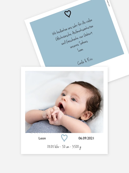Geburtskarte Polaroidfoto