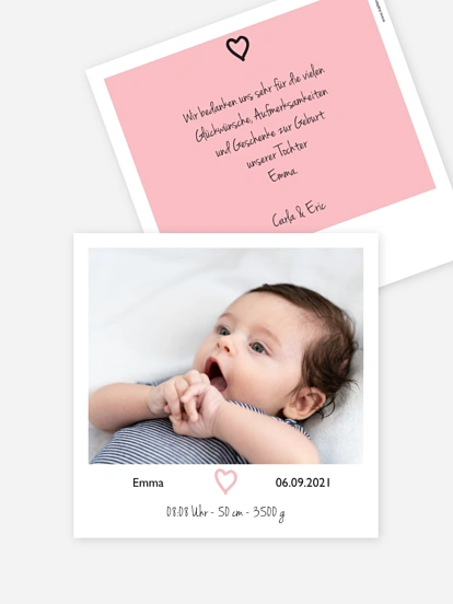 Geburtskarte Polaroidfoto