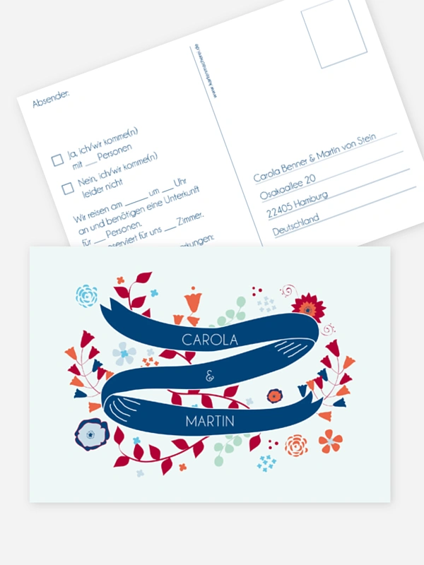 Antwortkarte Hochzeit Floral Banner