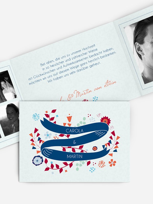 Dankeskarte Hochzeit Floral Banner