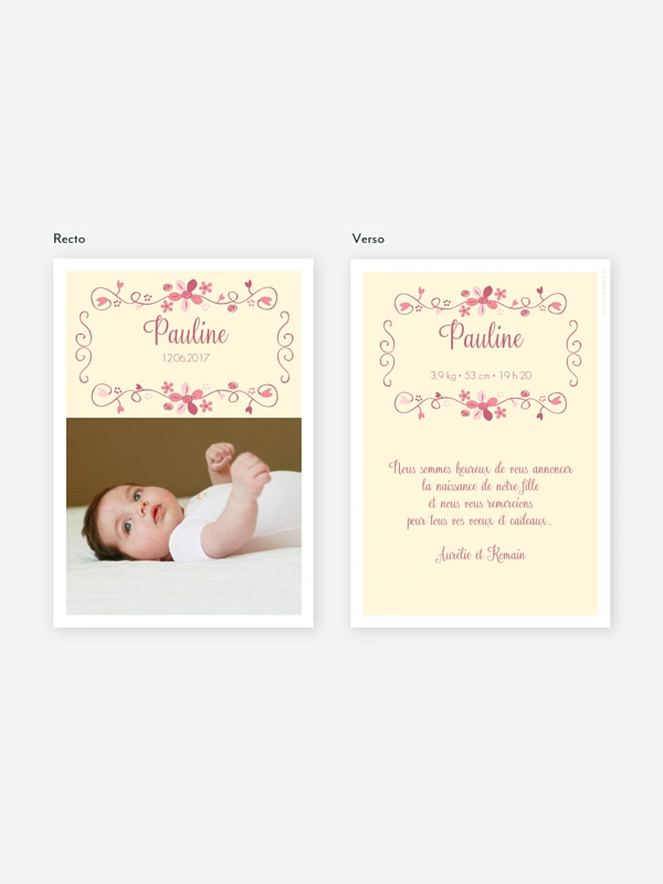 Faire-part naissance Petite floraline