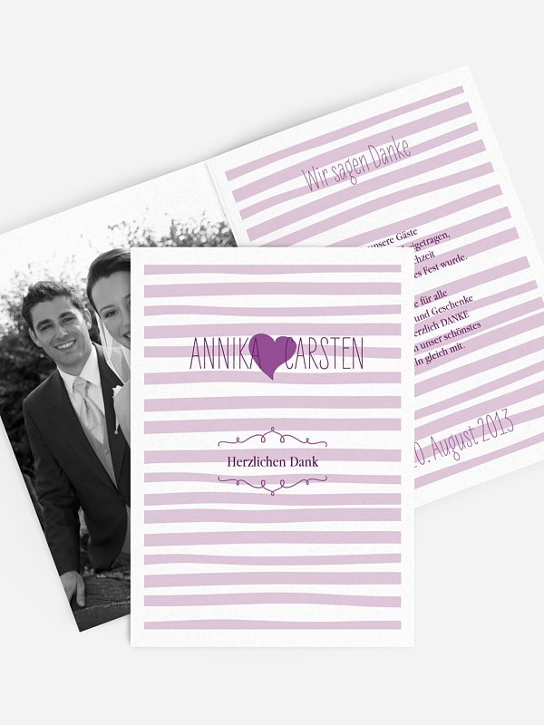 Dankeskarte Hochzeit Soft Stripes