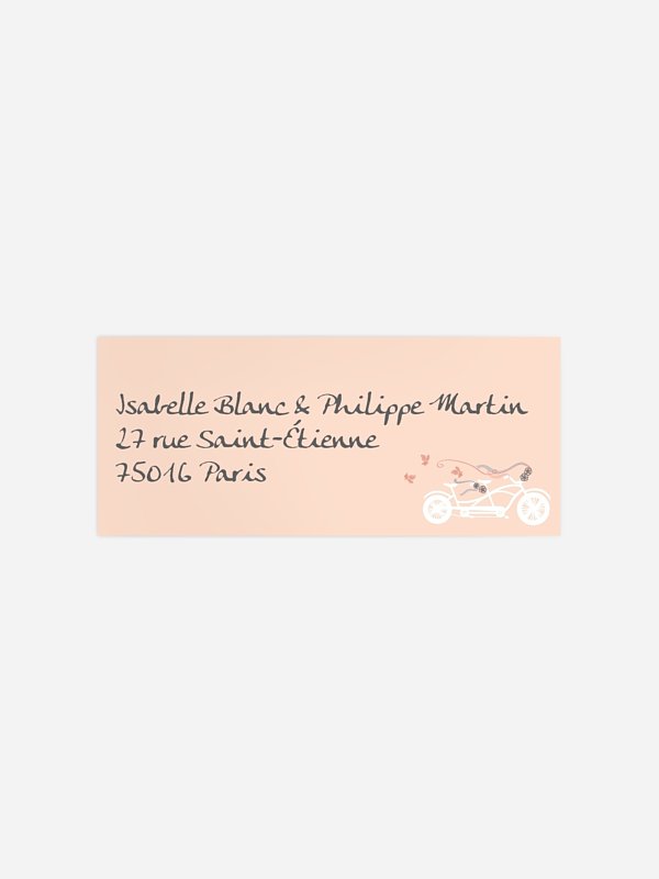 Étiquette expéditeur mariage Tandem
