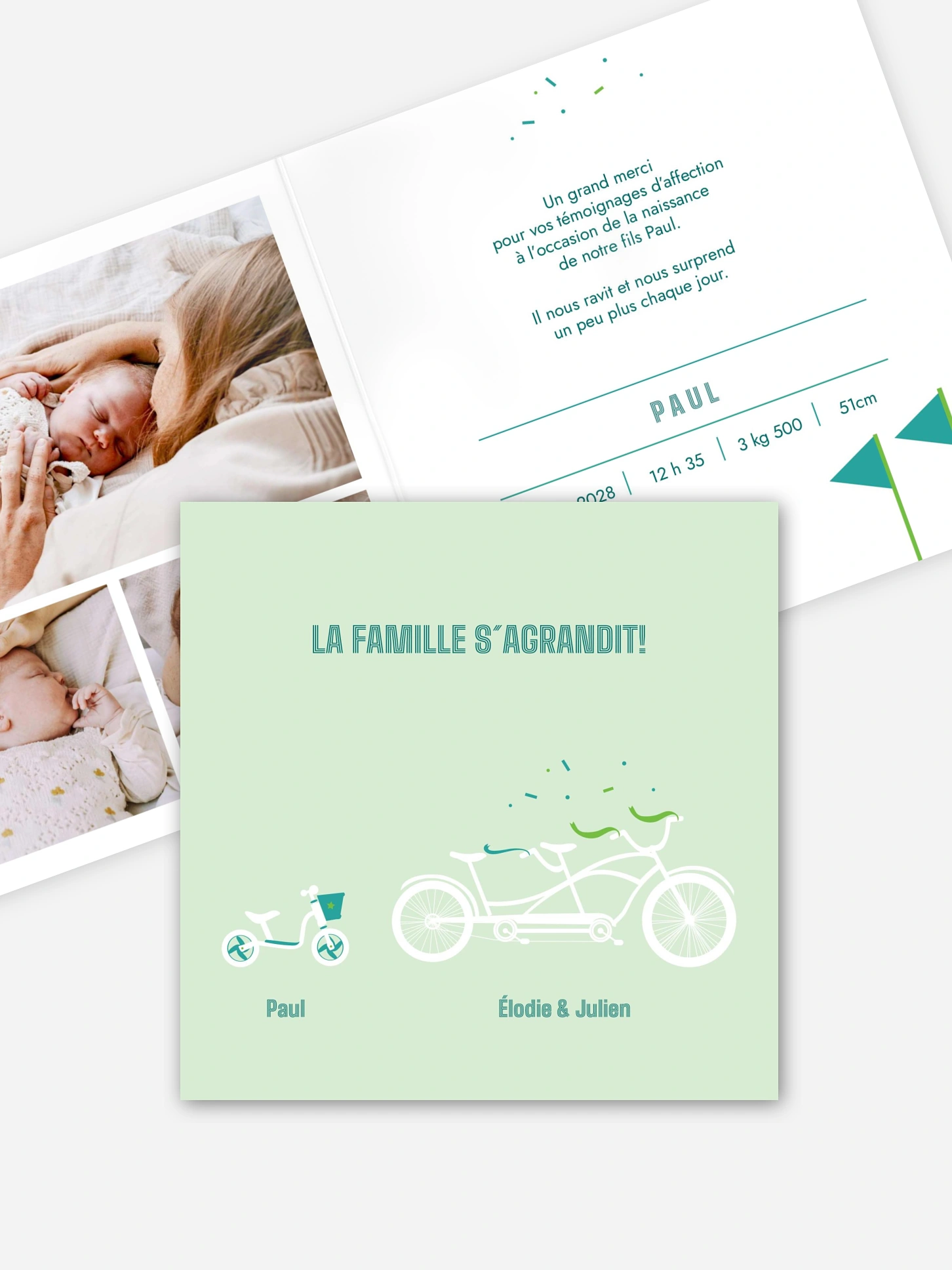 Faire-part naissance Tandem