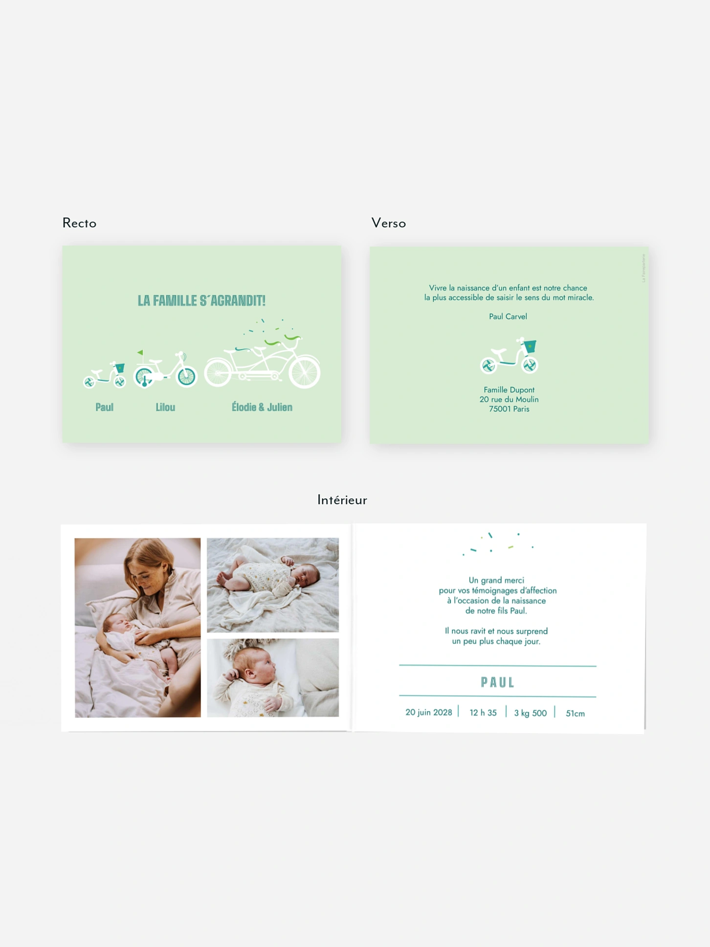 Faire-part naissance Tandem