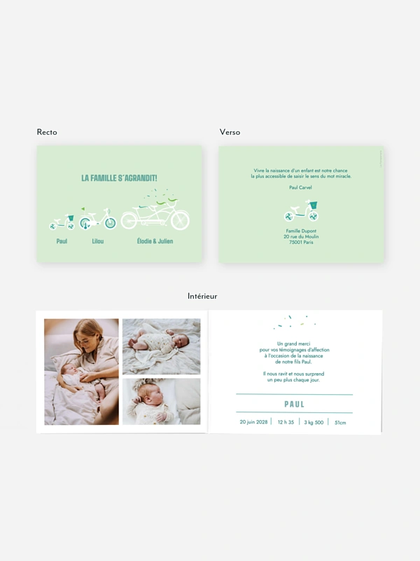 Faire-part naissance Tandem
