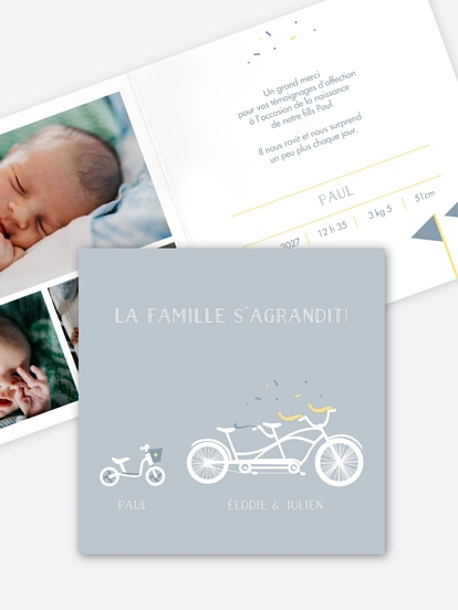 Faire-part naissance Tandem