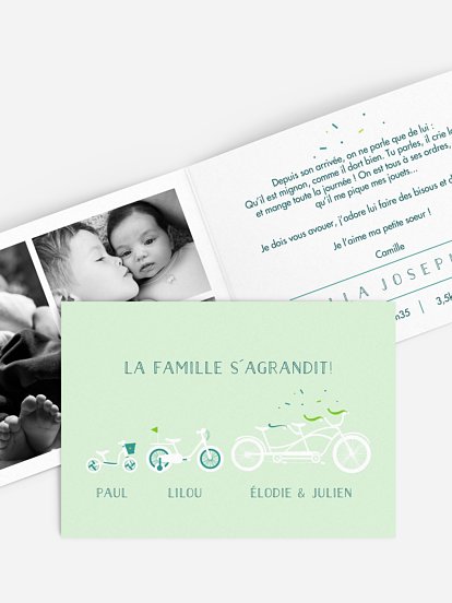 Faire-part naissance Tandem