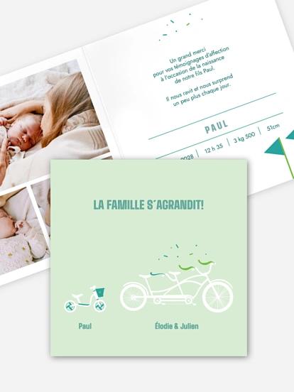 Faire-part naissance Tandem