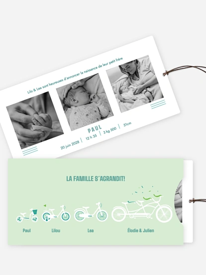 Faire-part naissance Tandem