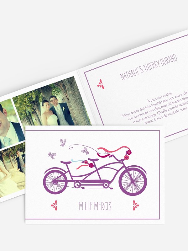 Carte de remerciements Tandem