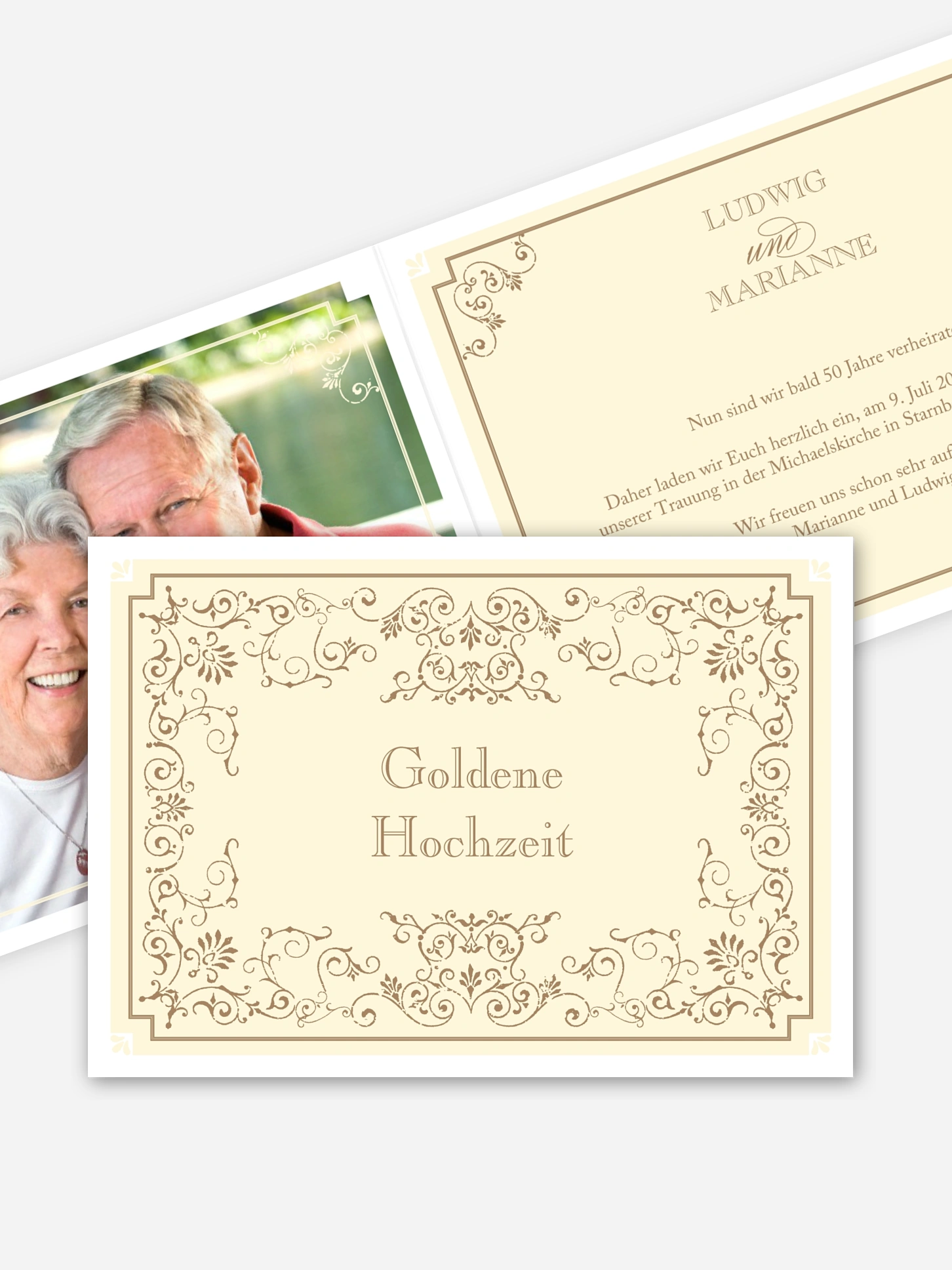 Einladung zur Goldenen Hochzeit Eleganz