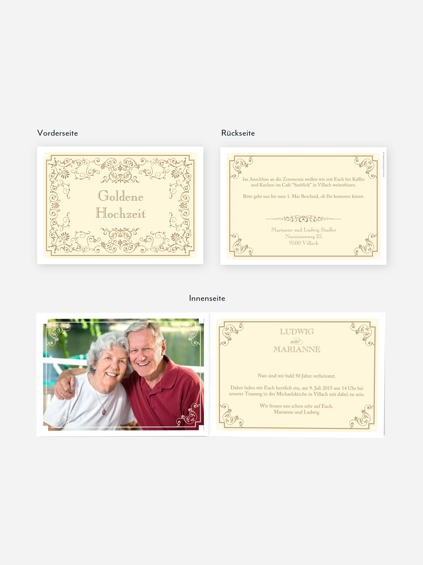 Einladung zur Goldenen Hochzeit Eleganz