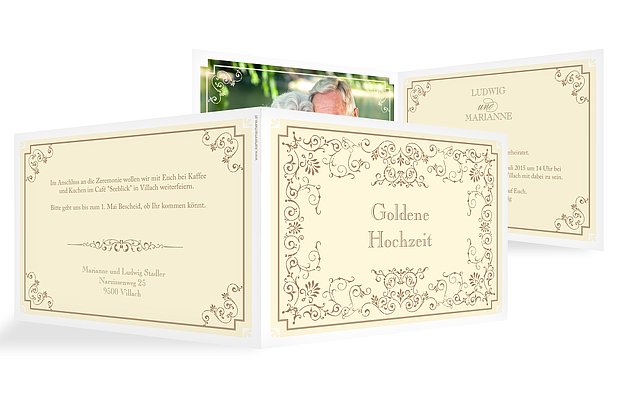 Einladung zur Goldenen Hochzeit Eleganz
