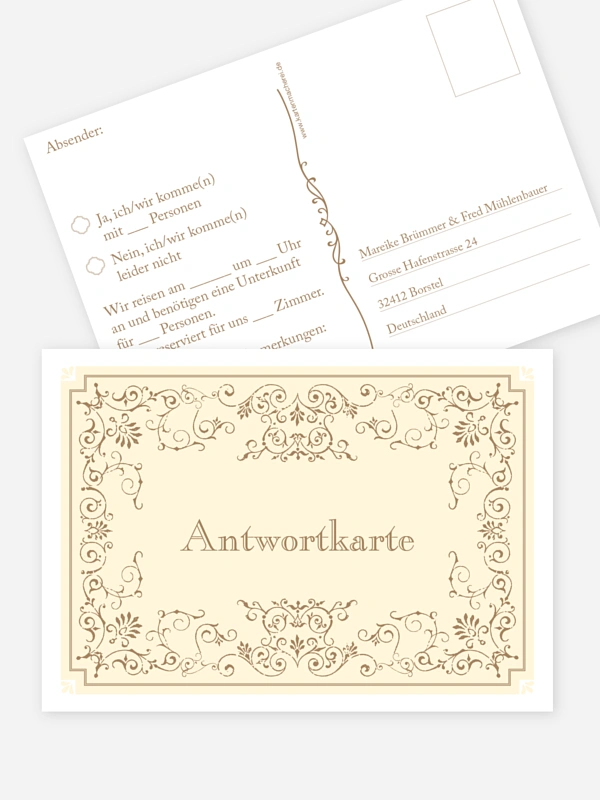 Antwortkarte Hochzeit Eleganz