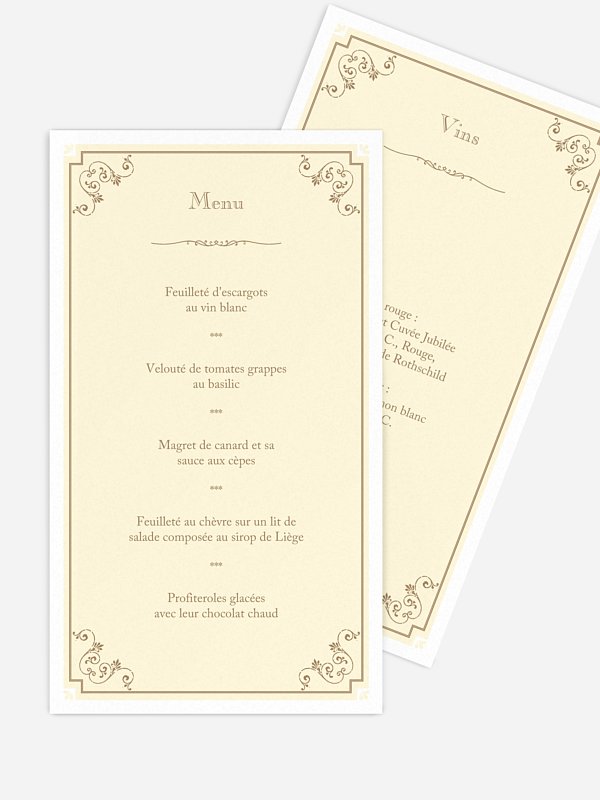 Carte De Menu Elegance