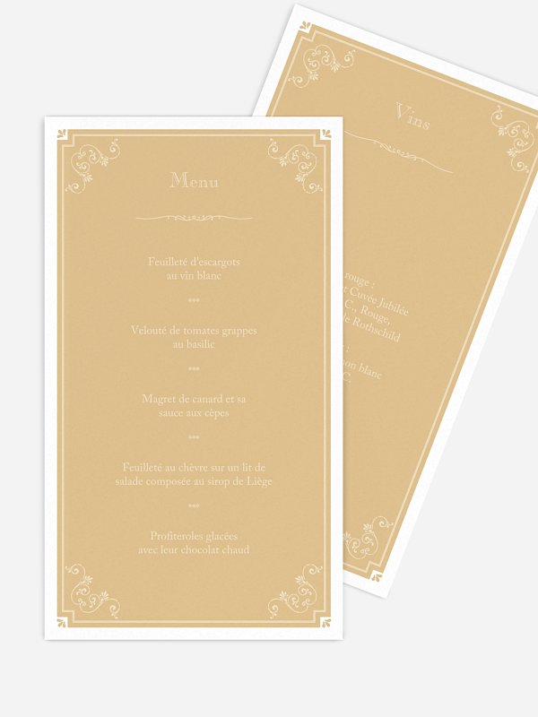 Menu mariage Élégance