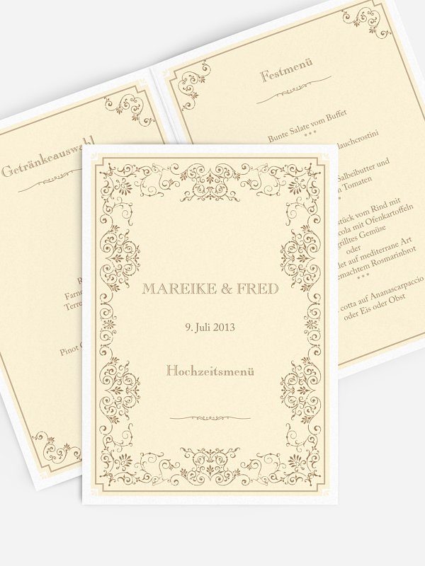 Menükarte Hochzeit Eleganz