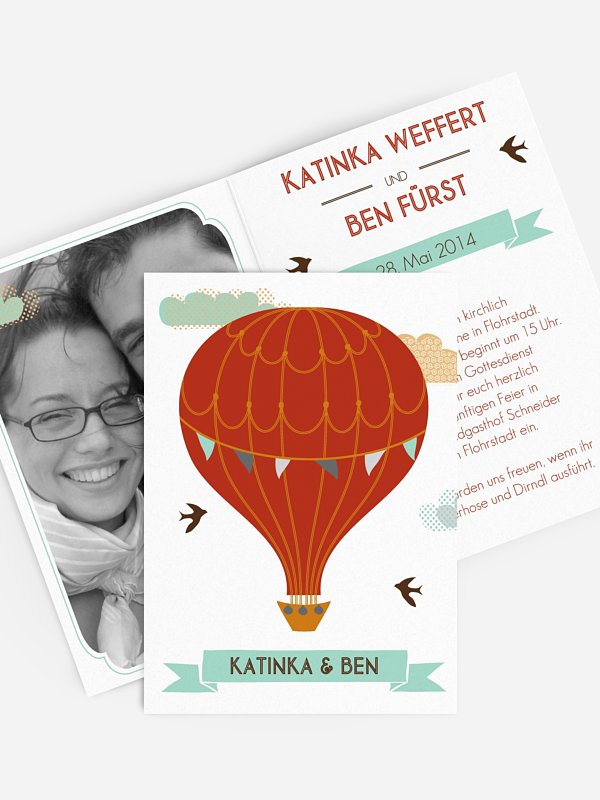 Hochzeitseinladung Heißluftballon
