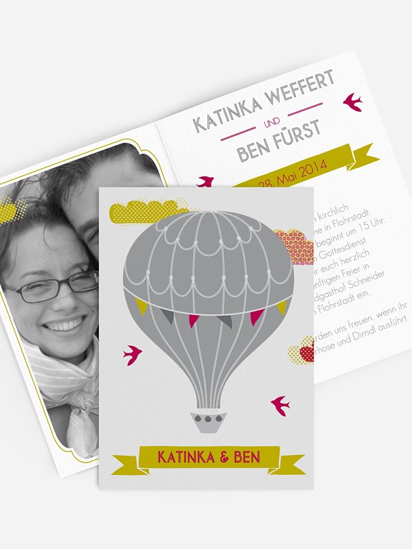 Hochzeitseinladung Heißluftballon