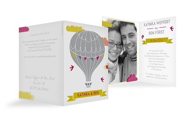 Hochzeitseinladung Heißluftballon