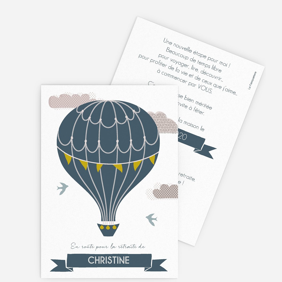 Carte Invitation Depart Retraite Montgolfiere