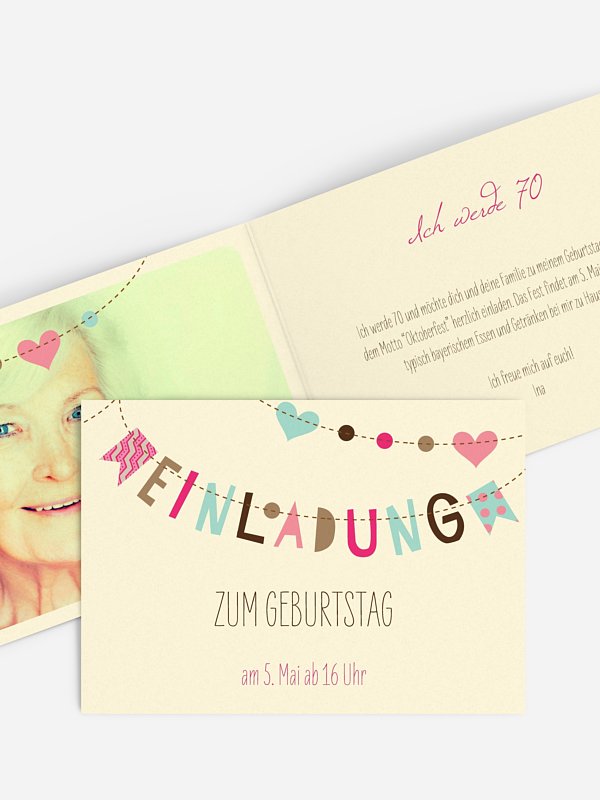 Einladung 70. Geburtstag Festive