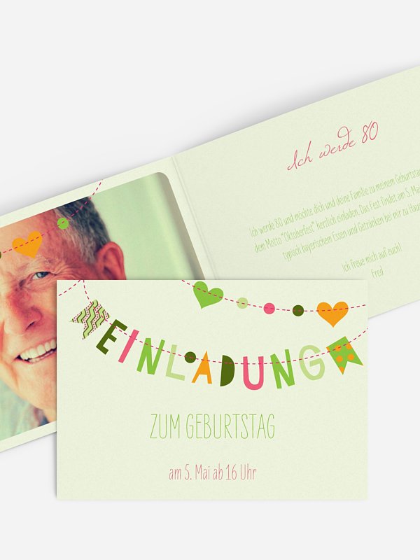 Einladung 80. Geburtstag Festive