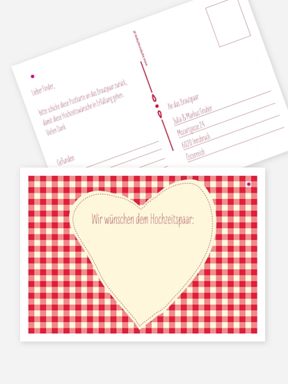 Ballonkarte Hochzeit Vichy Karo