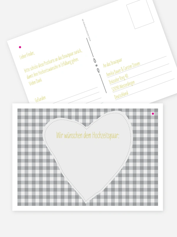 Ballonkarte Hochzeit Vichy Karo