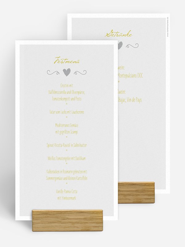 Menükarte Hochzeit Vichy Karo