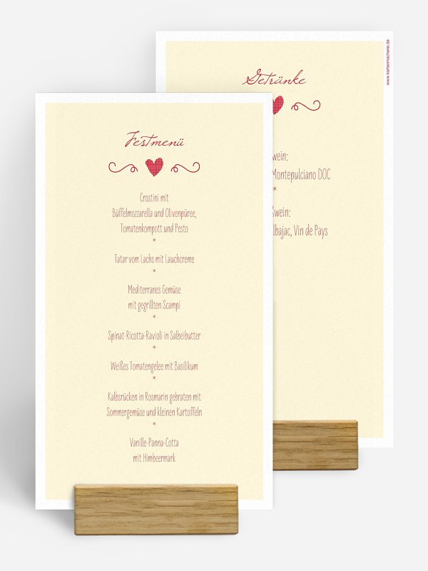 Menükarte Hochzeit Vichy Karo