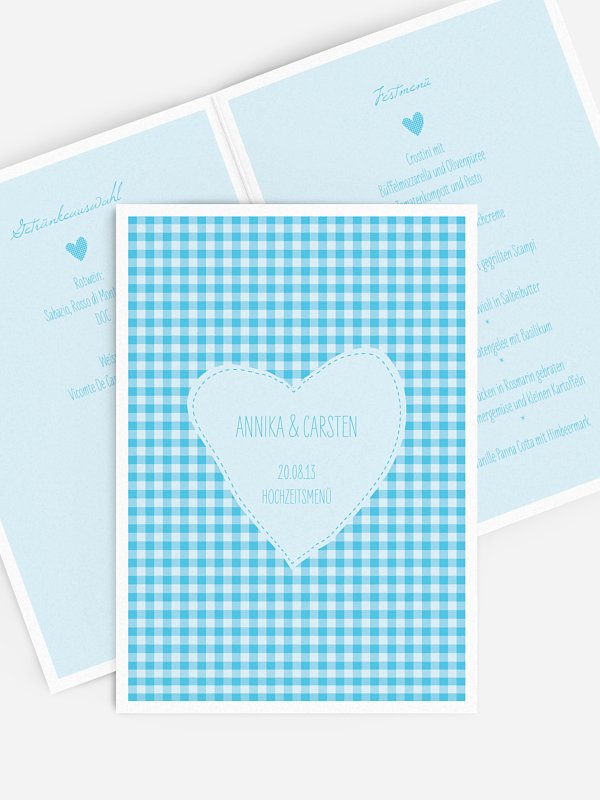 Menükarte Hochzeit Vichy Karo